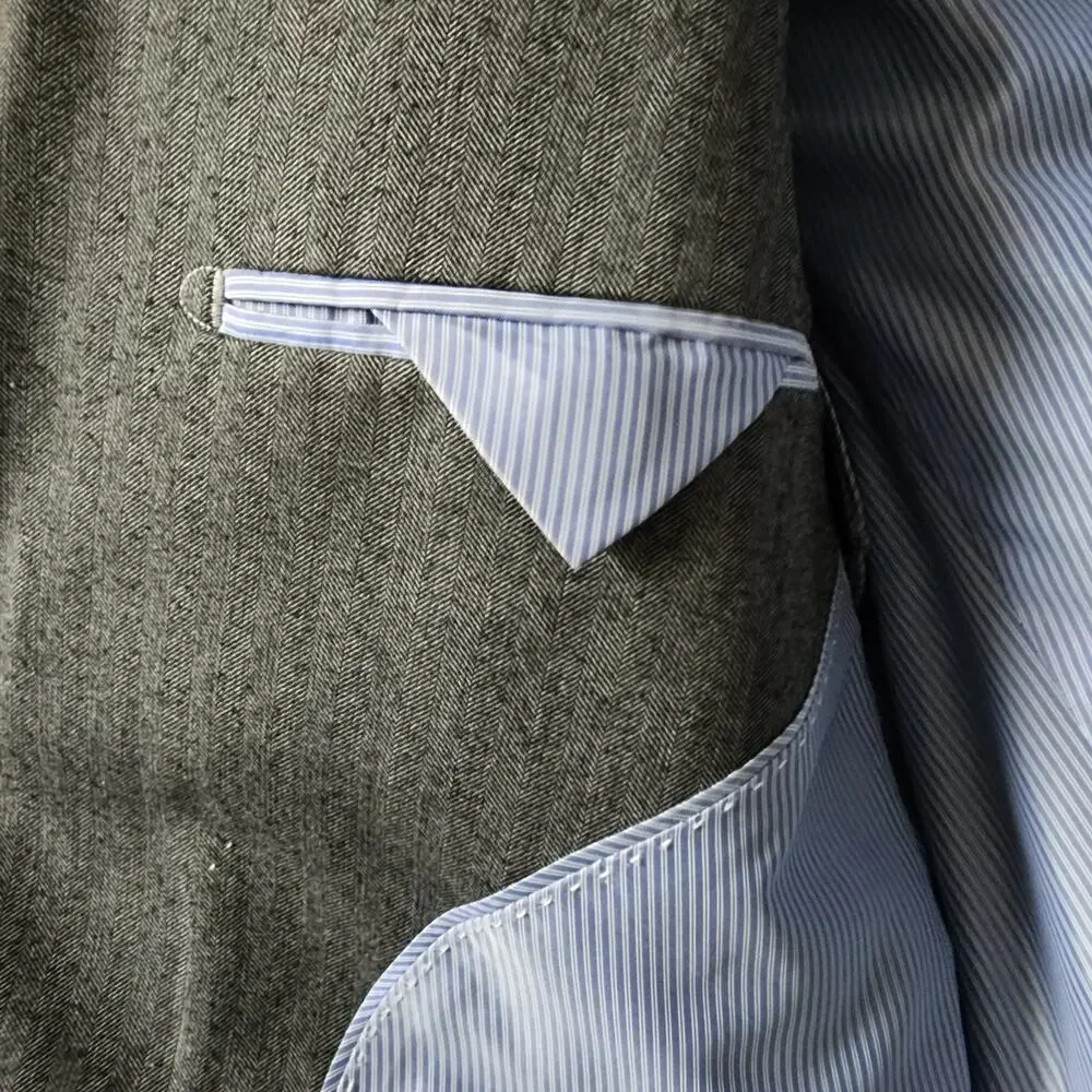 Banana Republic Grey Herringbone Blazer Tailored Fit 40 R